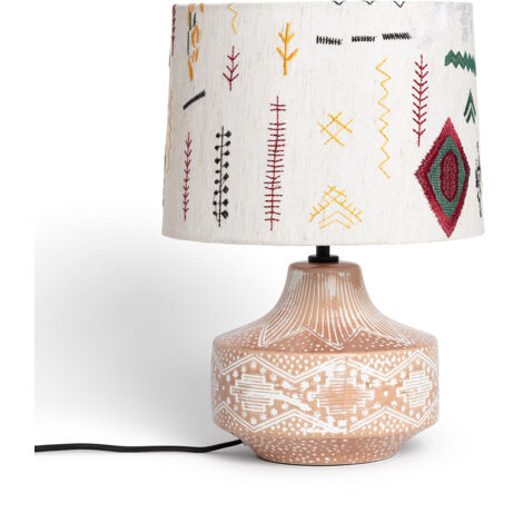 LED Tischlampe aus Stoff und Holz Agra Mehrfarbig