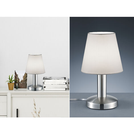 LED Tischlampe mit Stoff Lampenschirm Weiß & Touchfunktion dimmbar, Höhe 24cm