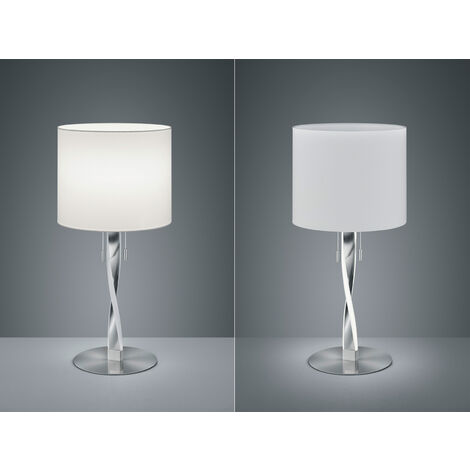 LED Tischlampe mit Stoffschirm Weiß und beleuchtetem Gestell, Höhe 62cm