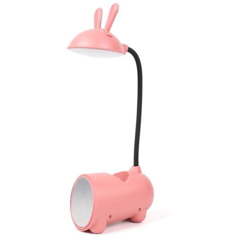 LED-Tischlampe, Touch-Konsolenlampe, USB-Ladeanschlusslampe mit Aufbewahrungsbox, 360 Grad flexible Tischlampe, geeignet für Lese-/Lernarbeiten,Rosa