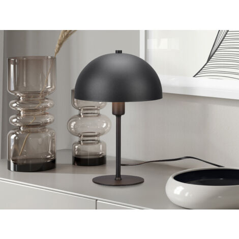 LED Tischleuchte aus Metall Schwarz, Lampenschirm innen Gold, Höhe 30cm