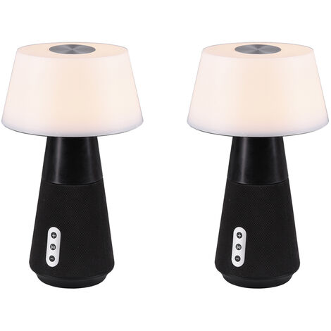 LED Tischleuchte LINDE 2er SET Lautsprecher, Lampenkopf magnetisch TOUCH dimmbar