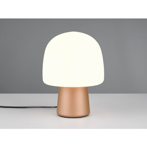 LED Tischleuchte mit Glasschirm & Metallfuß Coffee, Höhe 27cm