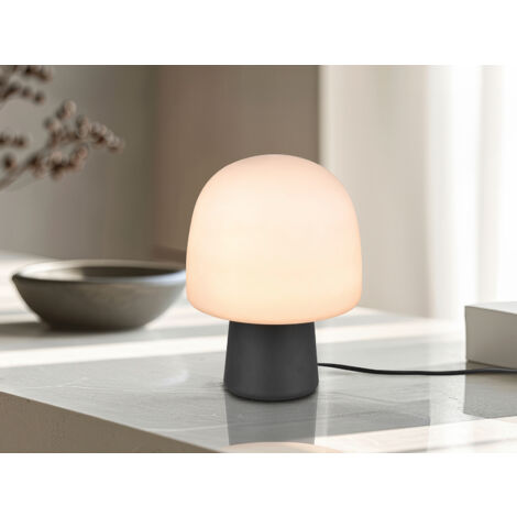LED Tischleuchte mit Glasschirm & Metallfuß Schwarz, Höhe 27cm