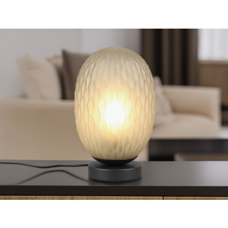 LED Tischleuchte mit ovalem Glasschirm Grün, Höhe 28cm