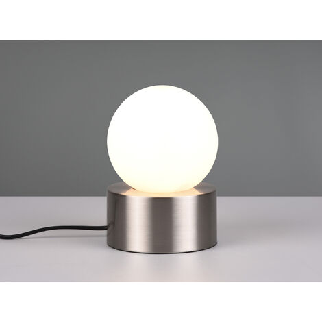 LED Tischleuchte mit Touch-Funktion, Glasschirm Weiß Silber, Höhe 17cm