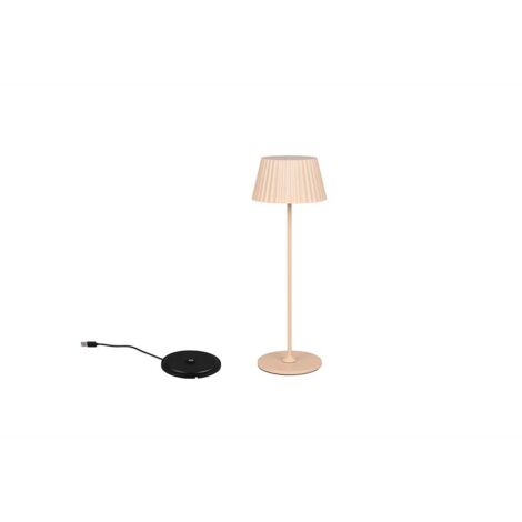 LED Tischleuchte Nachttischlampe Leselampe Metall Sand Akkubetrieb H 39,1 cm