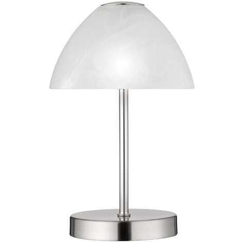 LED Tischleuchte QUEEN Metall 4-fach Touch Dimmer Silber matt, Höhe 24cm