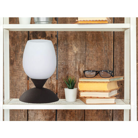 LED Tischleuchte, Rost Optik Glasschirm Weiß Touch dimmbar, Höhe 18cm