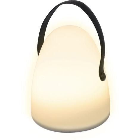LED Tischleuchte warm weiß mit Griff - 23 x 21 cm - Deko Lampe in Ei Form Batterie betrieben - Nachtischlampe Wohnzimmer Schlafzimmer Leuchte