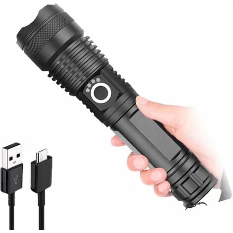 main image of "LED Torch Rechargeable 8000 Lumens Powerful LED Flashlight Zoomable 5 Lighting Modes Waterproof Outdoor Torch for Camping Hiking Emergency Use, Battery not Included"