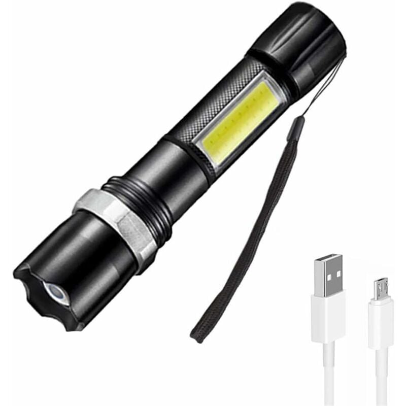 Led Torch usb Rechargeable Torch Super Bright cob Work Torch Workshop Torch Small Lightweight Walking Powerful Torch Suitable for Outdoor Camping