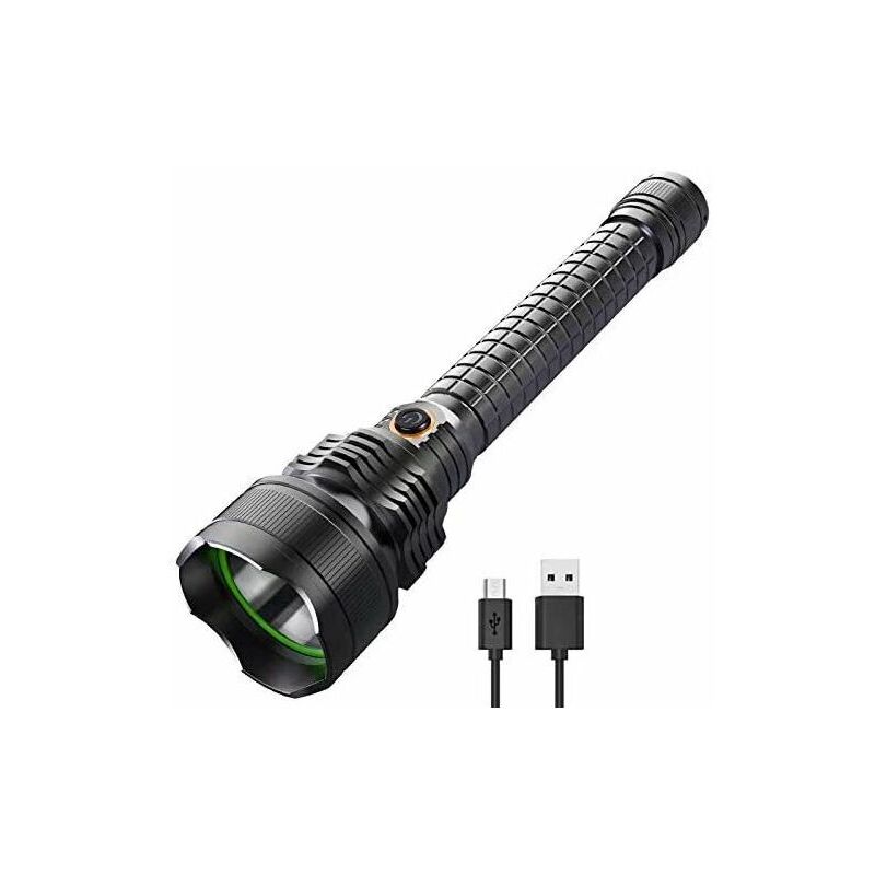 Hoopzi - led Torch XHP70 usb Rechargeable 90000 High Lumen Tactical Torches led Super Bright Powerful Flashlight Zoomable 5 Modes Waterproof Hand