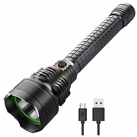 LED Torch XHP70 USB Rechargeable 90000 High Lumen Tactical Torches LED Super Bright Powerful Flashlight Zoomable 5 Modes Waterproof Hand Torch Best for Outdoor Hiking, Fishing, Outdoor