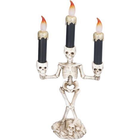 LED-Totenkopfkerze, flammenlos, aus robustem Kunstharz, mit elektronischer Beleuchtung, Halloween-Dekoration für Partys, Zuhause und Bars