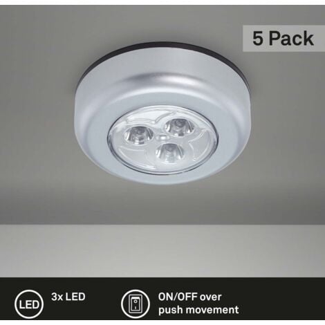 LED Touchlampe Schrankleuchten 3x exkl. Batterie selbstklebend Ø6,8cm Briloner