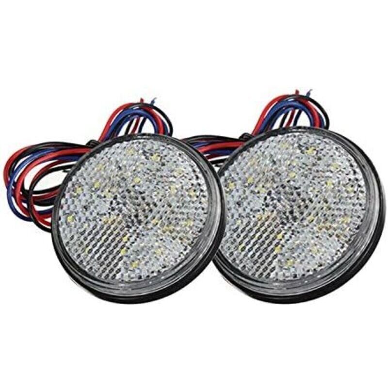 LED Trailer Lights, 12V Rear Light for Trailer 2PCS Trailer Car Brake Light Round LED Reflector LED Marker Light for Truck Motorcycle Car (White)