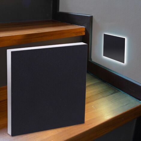 LED Treppenleuchte eckig schwarz - Lichtfarbe: Kaltweiß 1,5W - Lichtaustritt: Linea