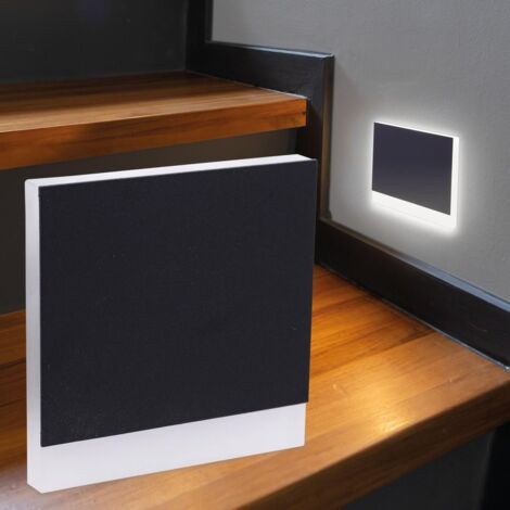 LED Treppenleuchte eckig schwarz - Lichtfarbe: Neutralweiß 1,5W - Lichtaustritt: Orbis