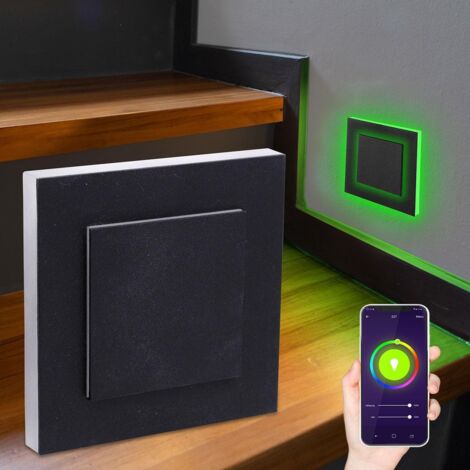 LED Treppenleuchte eckig schwarz - Lichtfarbe: Smart Tuya RGB CCT 3W - Lichtaustritt: Doppio