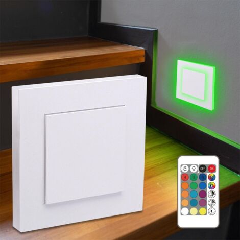 LED Treppenleuchte eckig weiß - Lichtfarbe: Warmweiß bis Kaltweiß + RGB-Farben - Lichtaustritt: Doppio