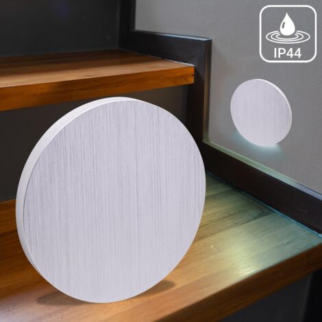 LED Treppenleuchte IP44 Alu-gebürstet - Lichtfarbe: Kaltweiß 1,5W - Lichtaustritt: Kato