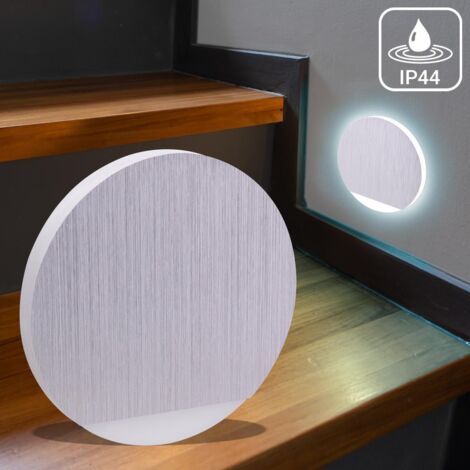 LED Treppenleuchte IP44 Alu-gebürstet - Lichtfarbe: Kaltweiß 1,5W - Lichtaustritt: Orbis