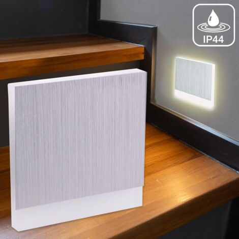 LED Treppenleuchte IP44 eckig Alu-gebürstet - Lichtfarbe: CCT 1,5W - Lichtaustritt: Orbis