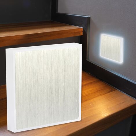 LED Treppenleuchte IP44 eckig Alu-gebürstet - Lichtfarbe: Kaltweiß 1,5W - Lichtaustritt: Halo