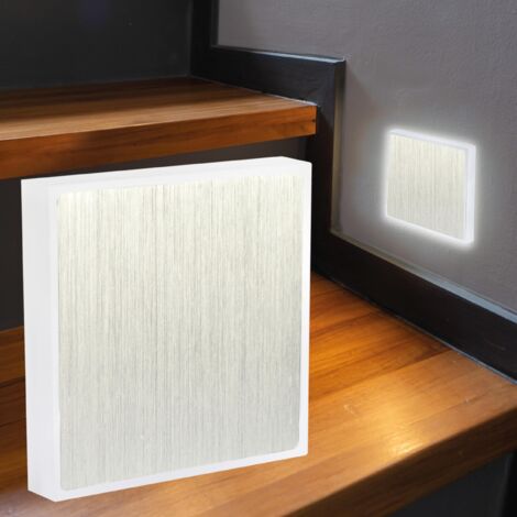 LED Treppenleuchte IP44 eckig Alu-gebürstet - Lichtfarbe: Neutralweiß 1,5W - Lichtaustritt: Halo