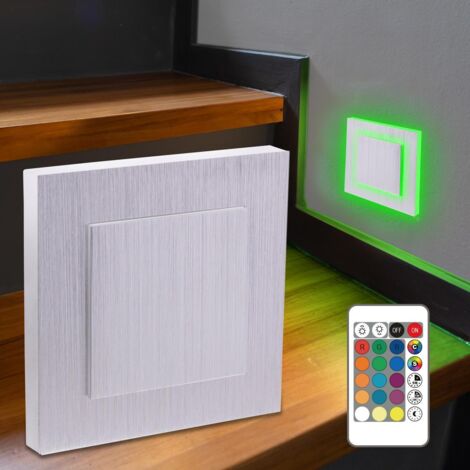 LED Treppenleuchte IP44 eckig Alu-gebürstet - Lichtfarbe: RGB+CCT 2W - Lichtaustritt: Doppio