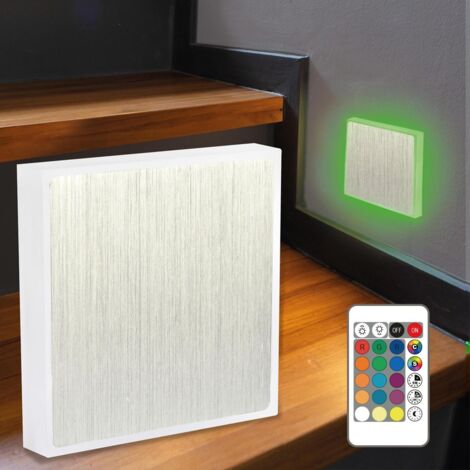 LED Treppenleuchte IP44 eckig Alu-gebürstet - Lichtfarbe: RGB+CCT 2W - Lichtaustritt: Halo
