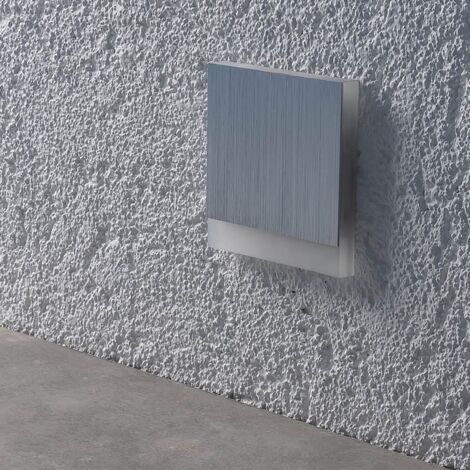 LED Treppenleuchte IP44 eckig Alu-gebürstet - Lichtfarbe: Warmweiß 1,5W - Lichtaustritt: Orbis