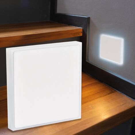 LED Treppenleuchte IP44 eckig weiß - Lichtfarbe: Kaltweiß 1,5W - Lichtaustritt: Halo