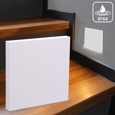 LED Treppenleuchte IP44 eckig weiß - Lichtfarbe: Neutralweiß 1,5W - Lichtaustritt: Kato