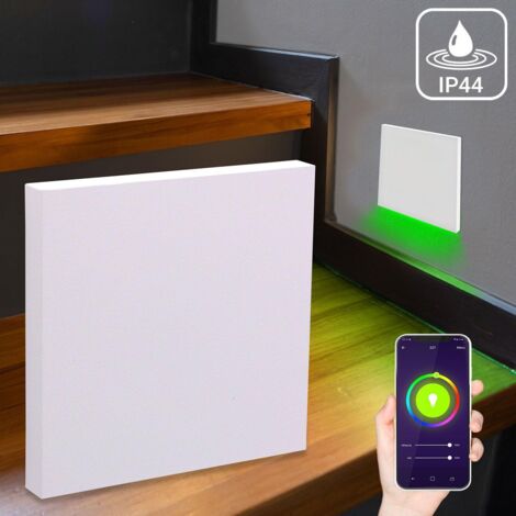 LED Treppenleuchte IP44 eckig weiß - Lichtfarbe: Smart Tuya RGB CCT 3W - Lichtaustritt: Kato