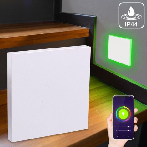 LED Treppenleuchte IP44 eckig weiß - Lichtfarbe: Smart Tuya RGB CCT 3W - Lichtaustritt: Linea