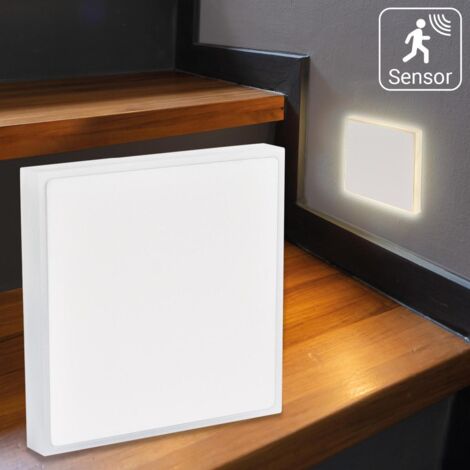 LED Treppenleuchte IP44 mit Bewegungsmelder eckig weiß - Lichtfarbe: CCT - Lichtaustritt: Halo