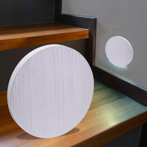 LED Treppenleuchte rund Alu-gebürstet - Lichtfarbe: Kaltweiß 1,5W - Lichtaustritt: Kato