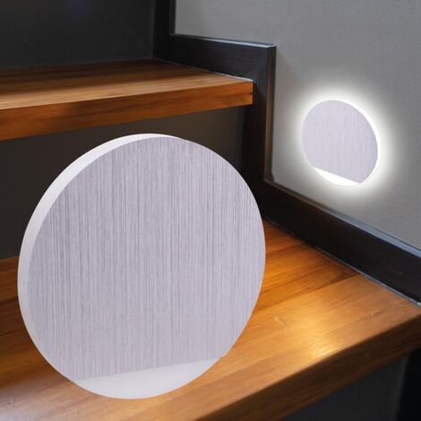 LED Treppenleuchte rund Alu-gebürstet - Lichtfarbe: Neutralweiß 1,5W - Lichtaustritt: Orbis