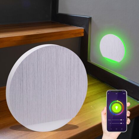 LED Treppenleuchte rund Alu-gebürstet - Lichtfarbe: Smart Tuya RGB CCT 3W - Lichtaustritt: Orbis
