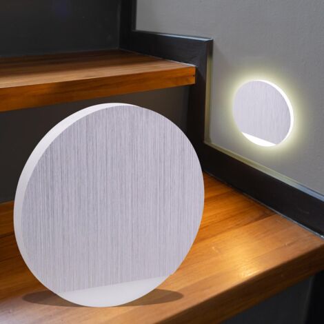 LED Treppenleuchte rund Alu-gebürstet - Lichtfarbe: Warmweiß 1,5W - Lichtaustritt: Orbis
