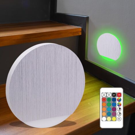 LED Treppenleuchte rund Alu-gebürstet - Lichtfarbe: Warmweiß bis Kaltweiß + RGB-Farben - Lichtaustritt: Orbis