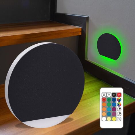 LED Treppenleuchte rund schwarz - Lichtfarbe: Warmweiß bis Kaltweiß + RGB-Farben - Lichtaustritt: Orbis