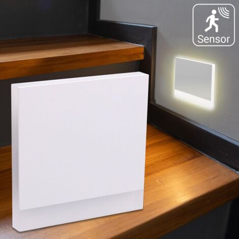 LED Treppenleuchten mit Bewegungsmelder eckig weiß 1,5W - Lichtfarbe: CCT - Lichtaustritt: Orbis