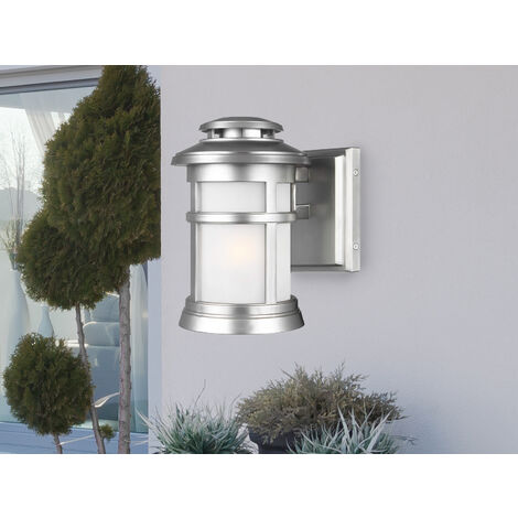 LED Ultra Wetter & Salzluft resistente Außen Laterne, Silber Höhe 23cm