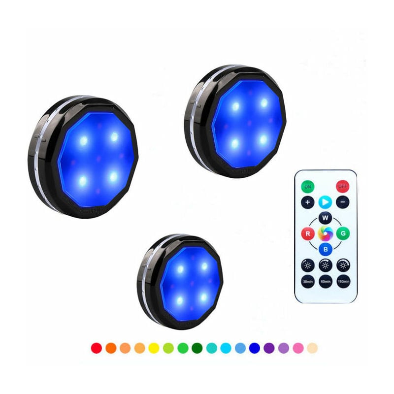 Led Under Cabinet Light, Wireless Rechargeable Closet Light with Remote Control, Under Counter Light 3 Pack Bookcase Lights