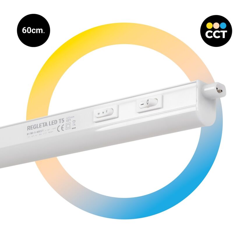 Réglette LED sous meuble T5 - 8W - CCT - 60 cm - Opal