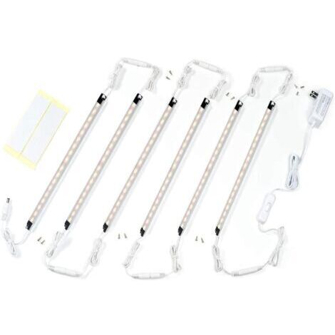 LED-Unterbauleuchten-Set, 6 verbindbare Lichtleisten, LED-Streifen für die Unterbaubeleuchtung, 300 mm x 6, mit Schalter (Warmweiß, 3000K)