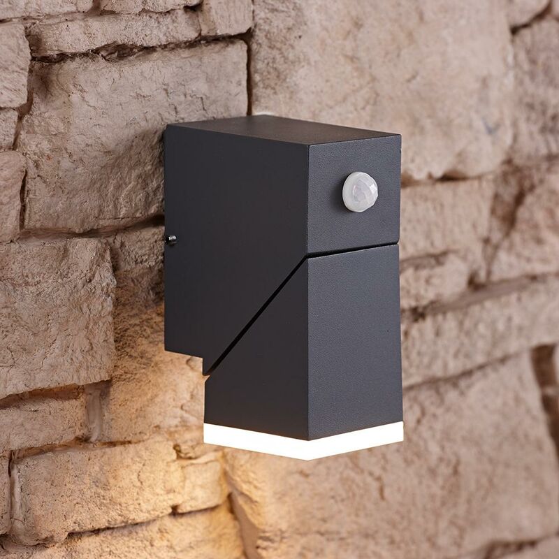 LED Square Up/Down Outdoor Garden Porch Wall Light IP54 with PIR Motion Sensor